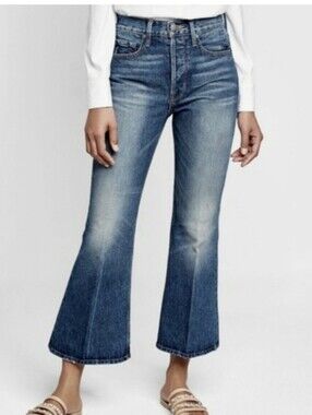 EUC Frame Rigid Re-Release Le Cropped Flair Jeans Sz 23 Medium Blue